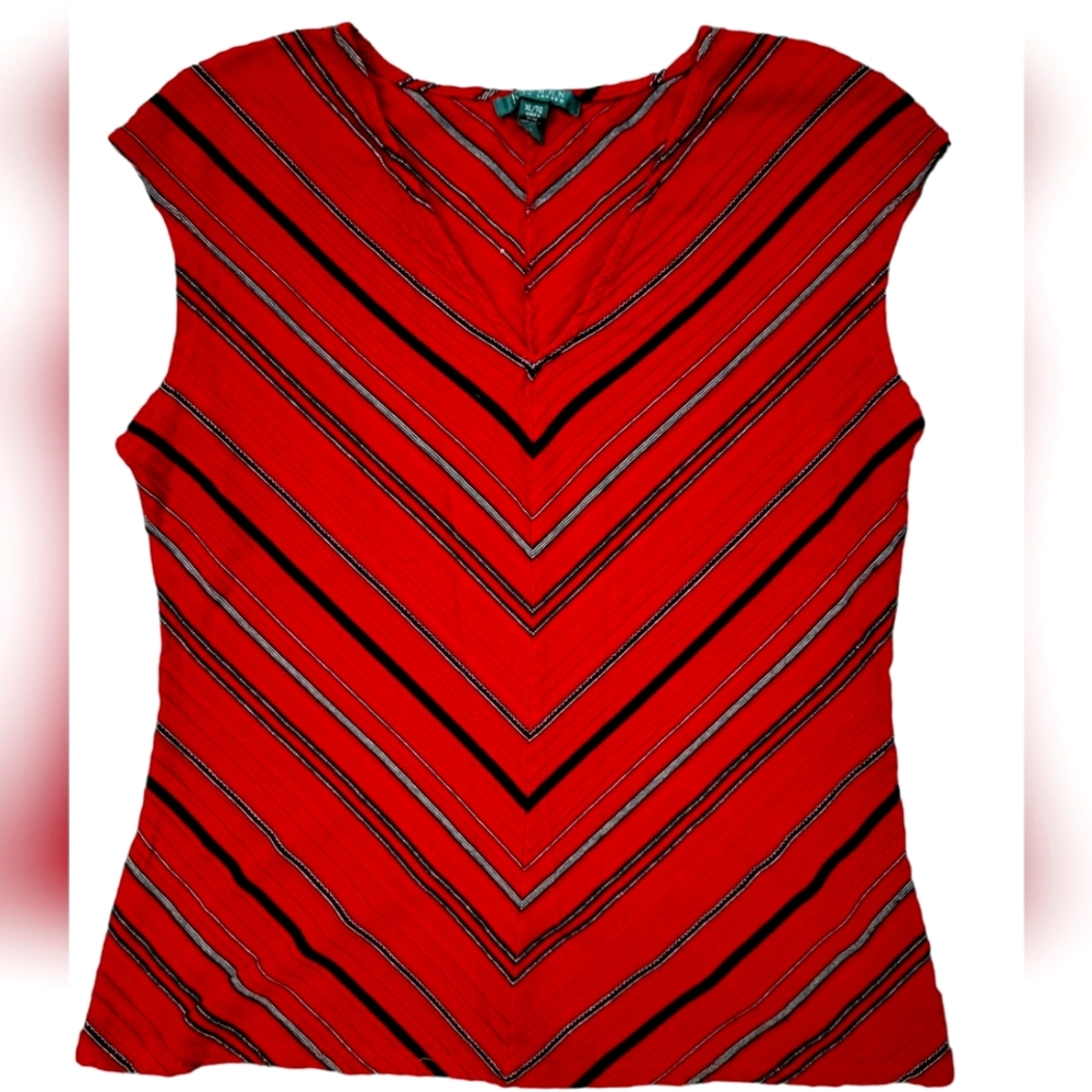 Womens Ralph Lauren Polo shirt sleeveless with stripes size XL